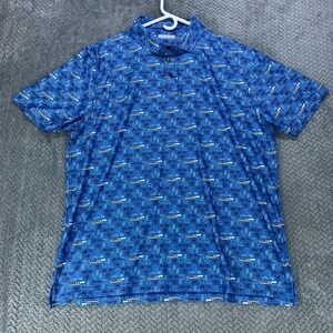 Fore Fathers Polo Shirt Men XL Blue Pella Avanti Golf Performance All Over Print